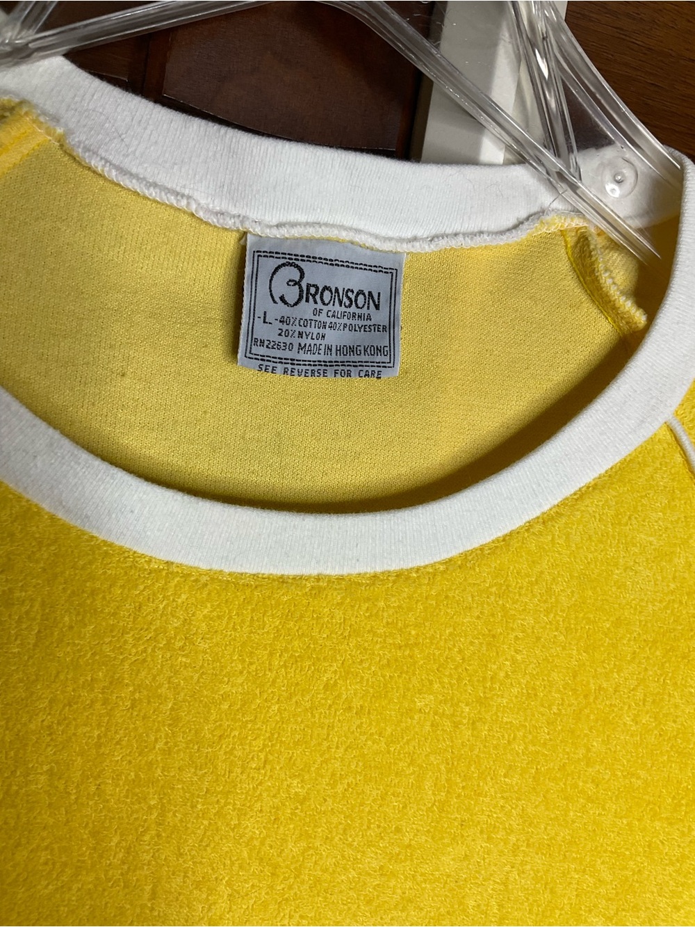 80’s Vintage Yellow Terry Cloth Kangaroo Pockets Ringer Tee Towel Top Size Small - Picture 5 of 5